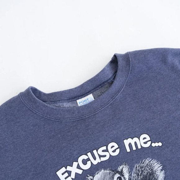 Port & Company Chipmunk Comedy FGrey Crew Neck Cotton Sweater XL - Picture 9 of 11